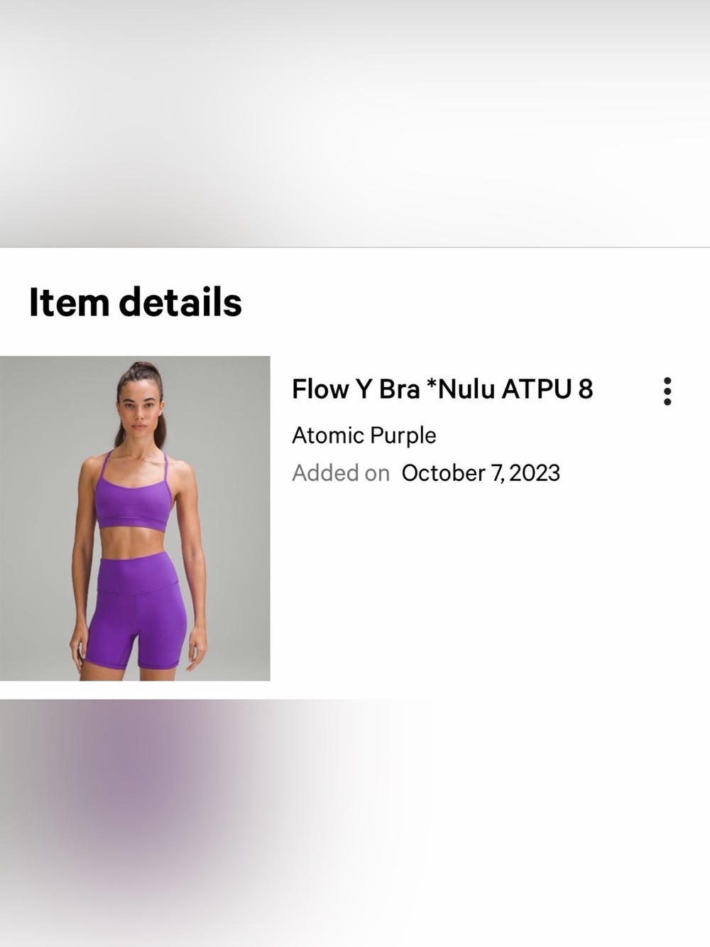 lululemon Flow Y Bra in Atomic Purple